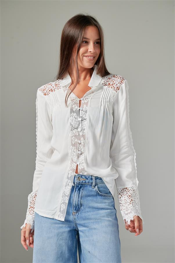 Camisa Zanett Broderie con Encaje